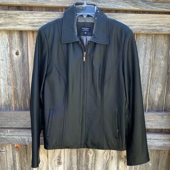 Sonoma Black Lamb Skin Leather Coat Size M - Picture 9 of 15
